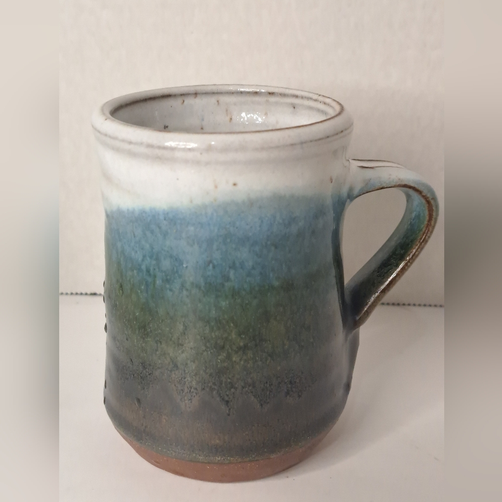 Rustic mug, handmade turquoise mug.
